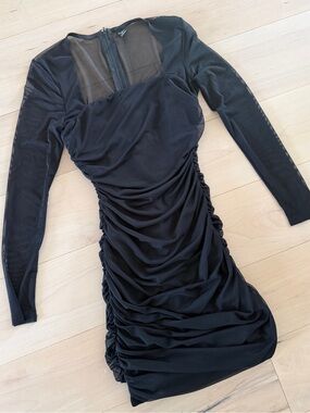 New without tags, Black Ruched Long-Sleeve Bodycon Dress - Windsor size Small